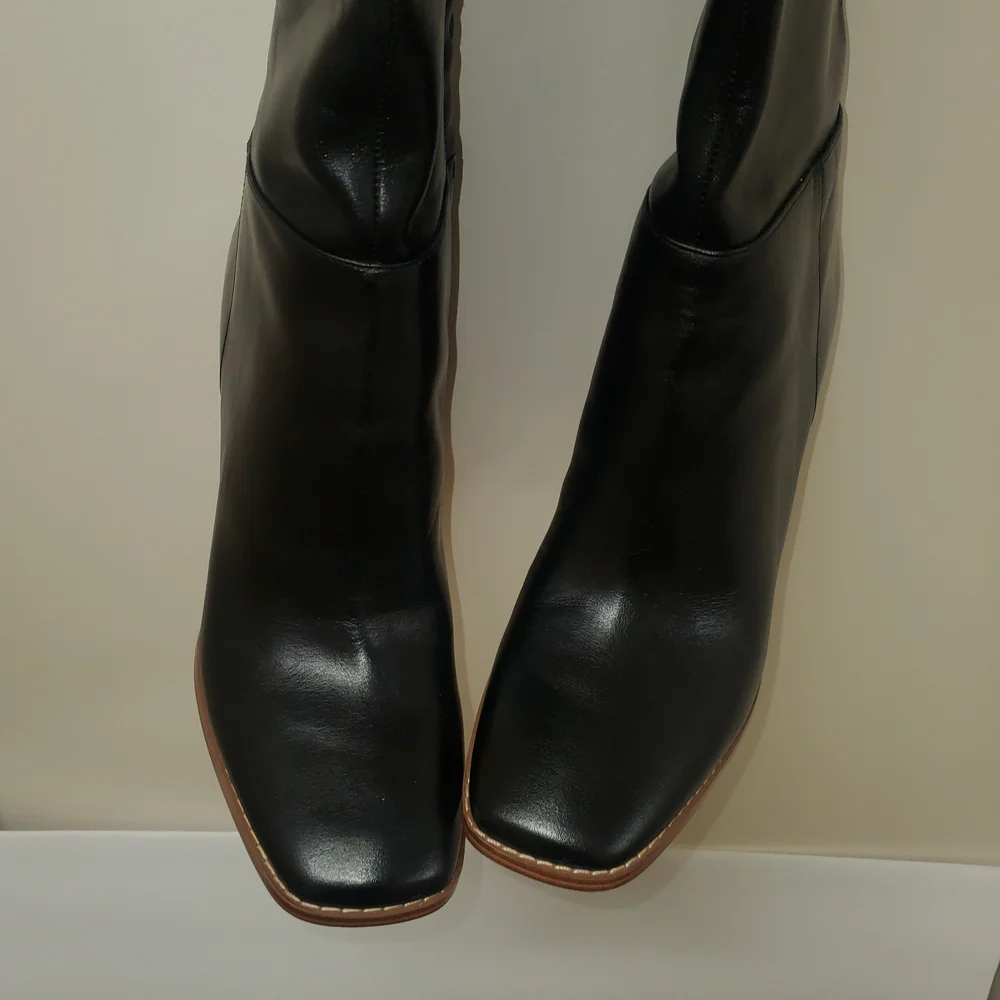 Nine West Women's Black Knee High Boots Size 9.5M Square Toe Block Heel